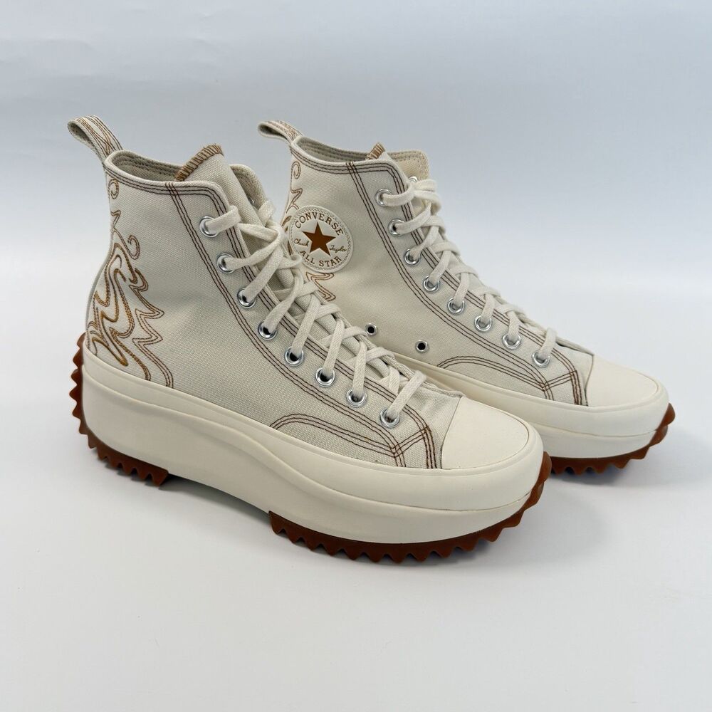 Converse CTAS Run Star Hike Platform Western Embroidery Womens White Size 10 - Picture 3 of 12